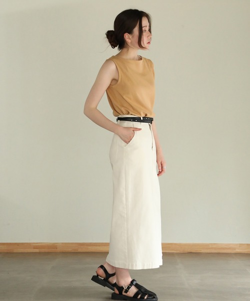 aity(アイティ)の「ボートネックワッフルタンクトップ 夏服(タンクトップ・レディース・ブラック/ホワイト/ネイビー/パープル/オレンジ/カーキ/グレー・M)」の11枚目の写真