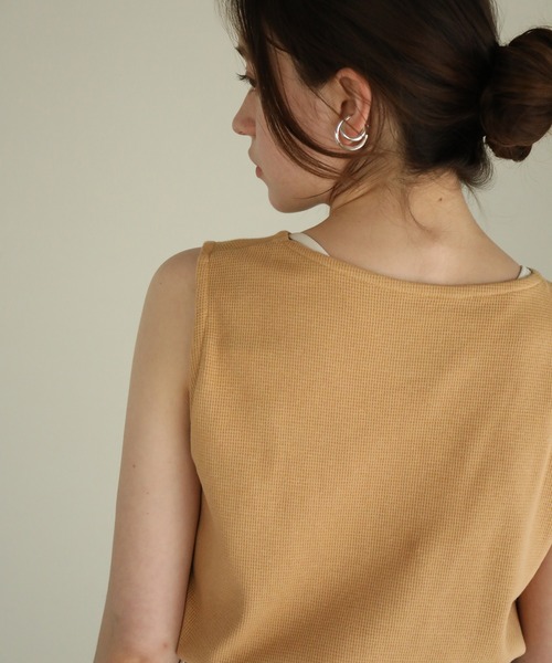 aity(アイティ)の「ボートネックワッフルタンクトップ 夏服(タンクトップ・レディース・ブラック/ホワイト/ネイビー/パープル/オレンジ/カーキ/グレー・M)」の16枚目の写真