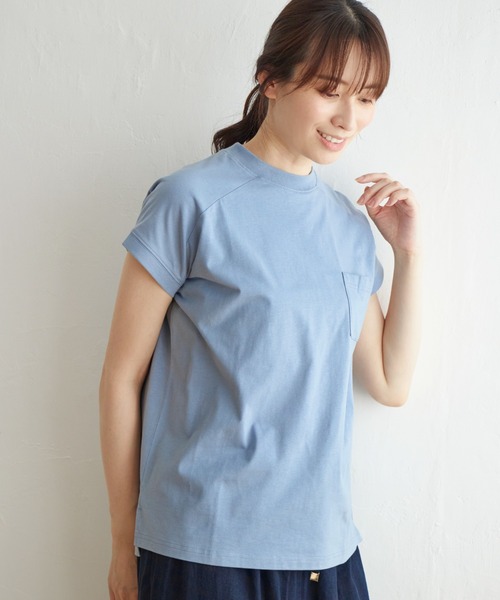 ikka(イッカ)の「コットンUSAフレンチTシャツ(Tシャツ/カットソー・レディース・その他1/ブラック/オフホワイト/ブルー・L/M/S)」の15枚目の写真
