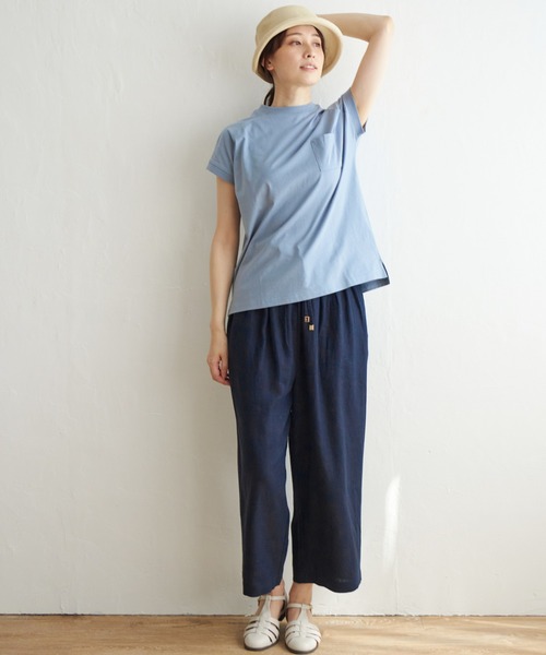 ikka(イッカ)の「コットンUSAフレンチTシャツ(Tシャツ/カットソー・レディース・その他1/ブラック/オフホワイト/ブルー・L/M/S)」の9枚目の写真