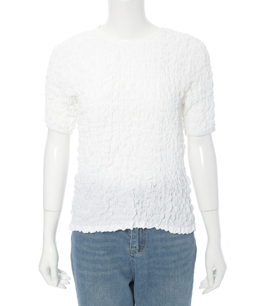 fifth（フィフス）の「ぽこぽこシャーリングデザイントップス（シャツ/ブラウス・レディース・ブラック/ホワイト・M）」の12枚目の写真