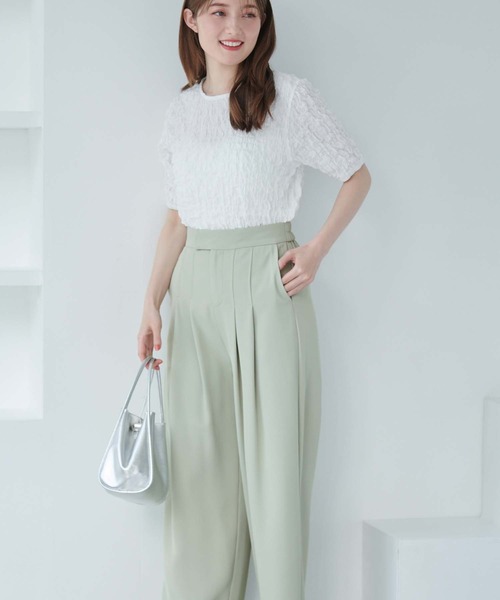 fifth（フィフス）の「ぽこぽこシャーリングデザイントップス（シャツ/ブラウス・レディース・ブラック/ホワイト・M）」の8枚目の写真