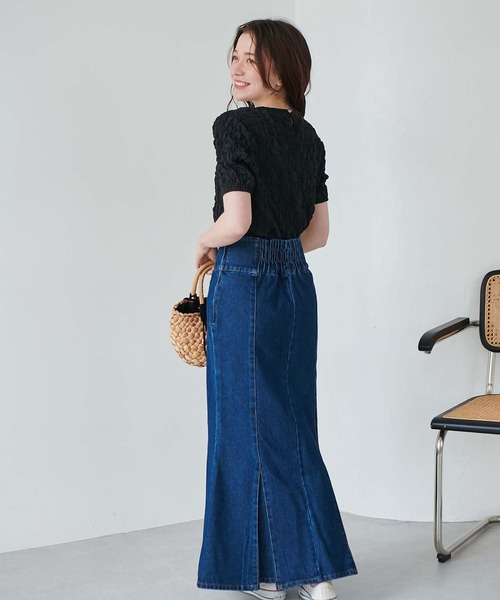 fifth（フィフス）の「ぽこぽこシャーリングデザイントップス（シャツ/ブラウス・レディース・ブラック/ホワイト・M）」の7枚目の写真