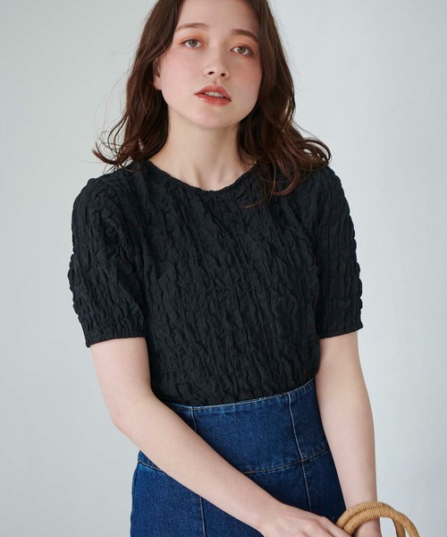 fifth（フィフス）の「ぽこぽこシャーリングデザイントップス（シャツ/ブラウス・レディース・ブラック/ホワイト・M）」の13枚目の写真