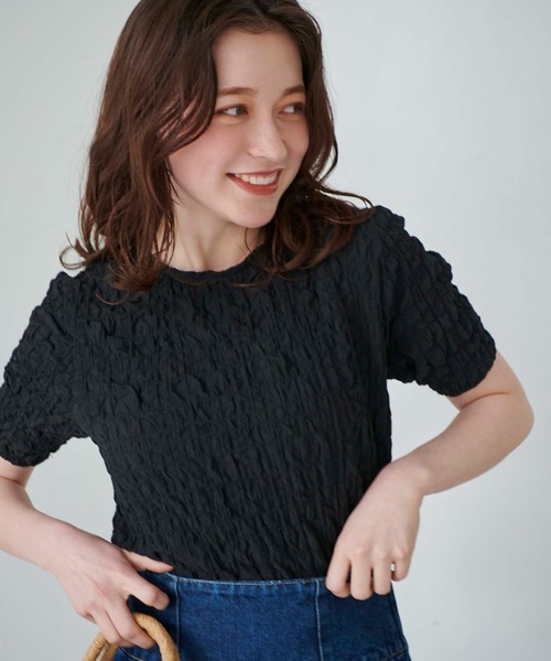 fifth（フィフス）の「ぽこぽこシャーリングデザイントップス（シャツ/ブラウス・レディース・ブラック/ホワイト・M）」の20枚目の写真