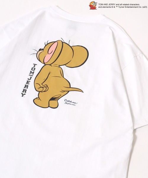Tom&Jerry(トムアンドジェリー)の「Tom and Jerry/トムとジェリー オーバーサイズ ワンポイント刺繍 リンガー リブライン バックプリント 半袖Tシャツ レディース メンズ(Tシャツ/カットソー・レディース・ホワイト系その他5/ブラック系その他2/ホワイト系その他4/ブラック系その他/ホワイト系その他2/ブラック系その他3/ベージュ/イエロー/ホワイト系その他/ホワイト系その他3/ホワイト・M/L)」の4枚目の写真