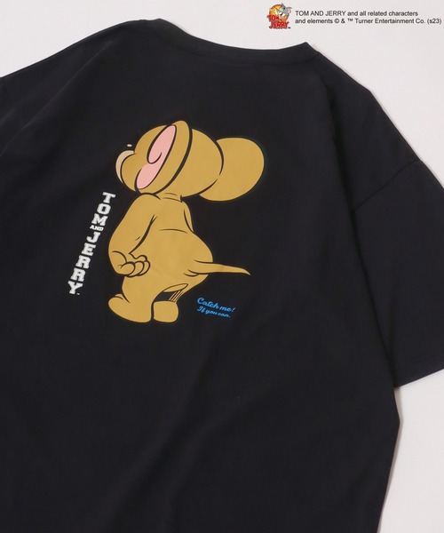 Tom&Jerry(トムアンドジェリー)の「Tom and Jerry/トムとジェリー オーバーサイズ ワンポイント刺繍 リンガー リブライン バックプリント 半袖Tシャツ レディース メンズ(Tシャツ/カットソー・レディース・ホワイト系その他5/ブラック系その他2/ホワイト系その他4/ブラック系その他/ホワイト系その他2/ブラック系その他3/ベージュ/イエロー/ホワイト系その他/ホワイト系その他3/ホワイト・M/L)」の9枚目の写真