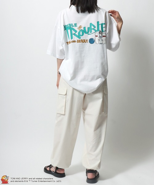 Tom&Jerry(トムアンドジェリー)の「Tom and Jerry/トムとジェリー オーバーサイズ ワンポイント刺繍 リンガー リブライン バックプリント 半袖Tシャツ レディース メンズ(Tシャツ/カットソー・レディース・ホワイト系その他5/ブラック系その他2/ホワイト系その他4/ブラック系その他/ホワイト系その他2/ブラック系その他3/ベージュ/イエロー/ホワイト系その他/ホワイト系その他3/ホワイト・M/L)」の21枚目の写真