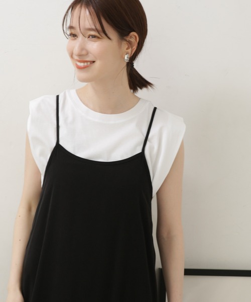 NANO universe(ナノユニバース)の「LB.04/超長綿タックノートップス(Tシャツ/カットソー・レディース・オフホワイト/ブラウン/ベージュ・FREE)」の14枚目の写真