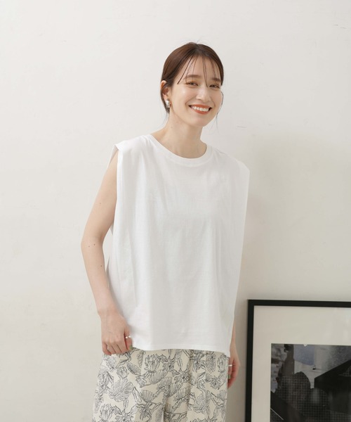 NANO universe(ナノユニバース)の「LB.04/超長綿タックノートップス(Tシャツ/カットソー・レディース・オフホワイト/ブラウン/ベージュ・FREE)」の20枚目の写真