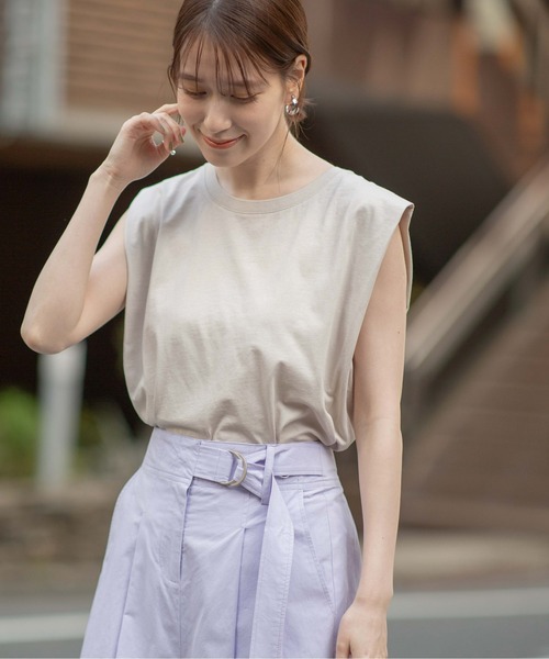NANO universe(ナノユニバース)の「LB.04/超長綿タックノートップス(Tシャツ/カットソー・レディース・オフホワイト/ブラウン/ベージュ・FREE)」の5枚目の写真