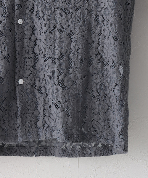 JOINT WORKS（ジョイントワークス）の「【Niche. /ニッチ】Open Collar S/S Shirts-Lace Flower（シャツ/ブラウス・メンズ・チャコールグレー・MEDIUM/LARGE）」の15枚目の写真