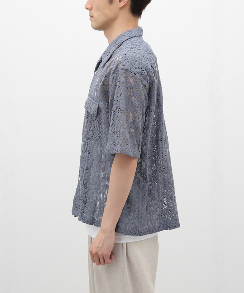 セール】【Niche. /ニッチ】Open Collar S/S Shirts-Lace Flower