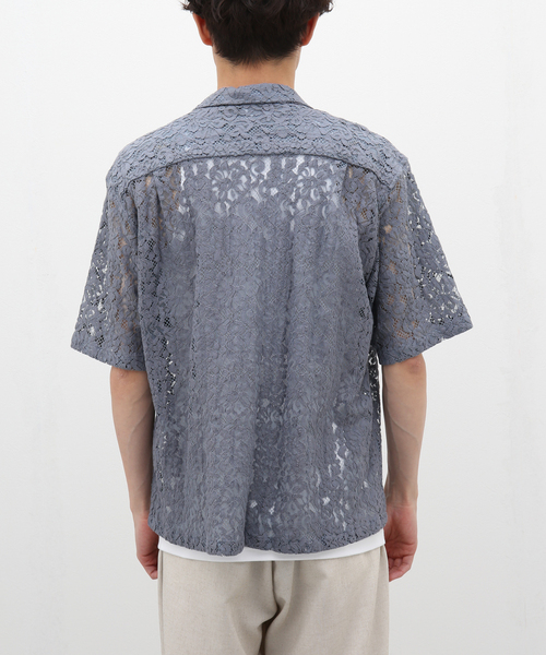 セール】【Niche. /ニッチ】Open Collar S/S Shirts-Lace Flower