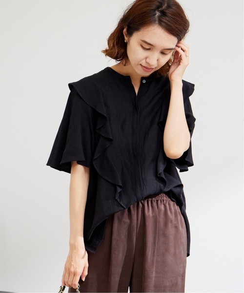 FRAMeWORK 2023 リネンレーヨンフリルブラウス セール】≪追加≫【WEB限定】リネンレーヨンフリルブラウス