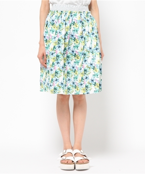 Denime（ドゥニーム）の「FLOWER PATTERN SKIRT/フラワーパターンスカート（スカート・レディース・グリーン/レッド・FREE）」の3枚目の写真