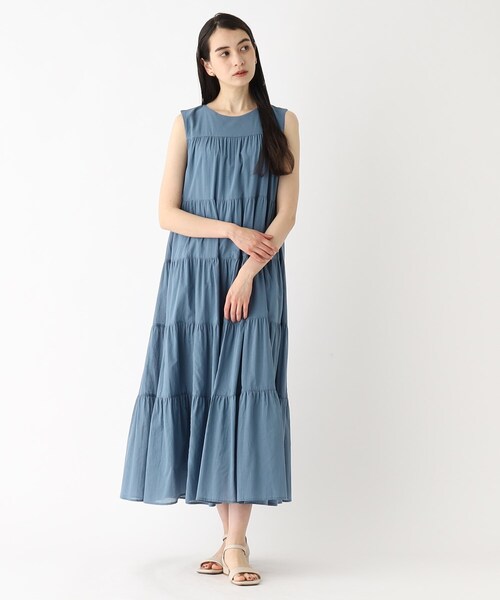 オーガニックコットン混ティアードワンピース【洗濯機洗い可】