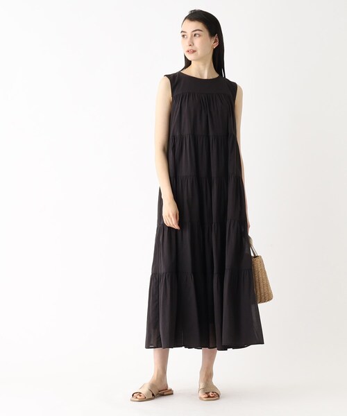 opaque.clip オーガニックコットン混 ティアードワンピース OPAQUE.CLIP｜《Can Cam掲載》ティアードマキシドレス