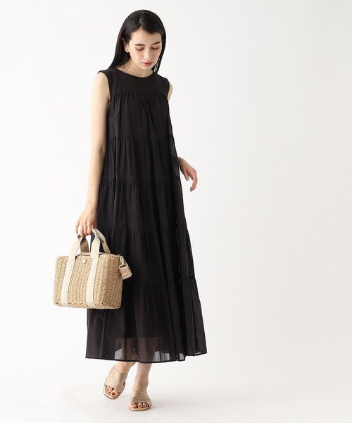 オーガニックコットン混ティアードワンピース【洗濯機洗い可】