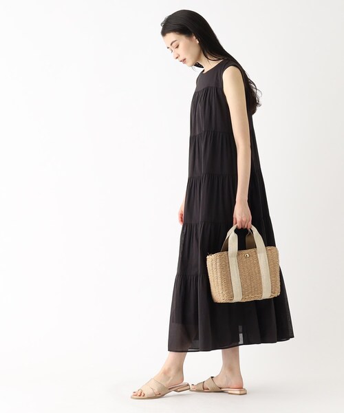 オーガニックコットン混ティアードワンピース【洗濯機洗い可】