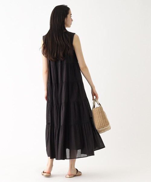 オーガニックコットン混ティアードワンピース【洗濯機洗い可】