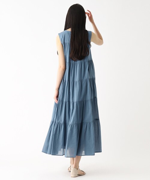オーガニックコットン混ティアードワンピース【洗濯機洗い可】