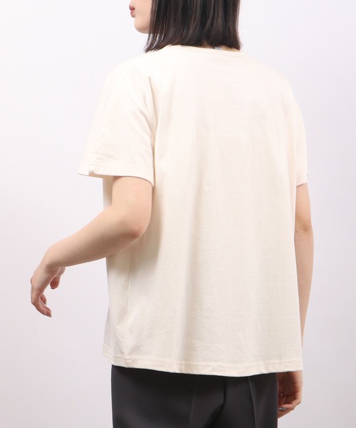 Emago(イマゴ)の「EMAGO HEYパッチワークドルマン半袖Tシャツ(Tシャツ/カットソー・レディース・ネイビー/アイボリー/ホワイト×グリーン・FREE)」の10枚目の写真