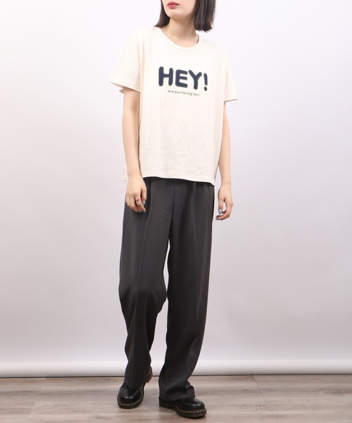 Emago(イマゴ)の「EMAGO HEYパッチワークドルマン半袖Tシャツ(Tシャツ/カットソー・レディース・ネイビー/アイボリー/ホワイト×グリーン・FREE)」の11枚目の写真