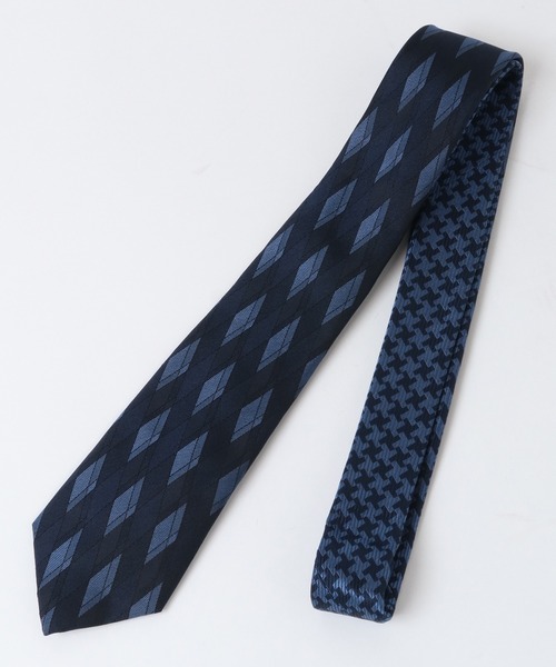 CROWDED CLOSET(クラウデッドクローゼット)の「ダイヤ/千鳥格子柄 クレリックタイ(ネクタイ・メンズ・ネイビー/シルバー/ボルドー・FREE)」の8枚目の写真