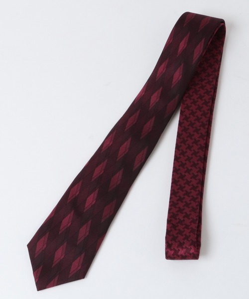 CROWDED CLOSET(クラウデッドクローゼット)の「ダイヤ/千鳥格子柄 クレリックタイ(ネクタイ・メンズ・ネイビー/シルバー/ボルドー・FREE)」の9枚目の写真