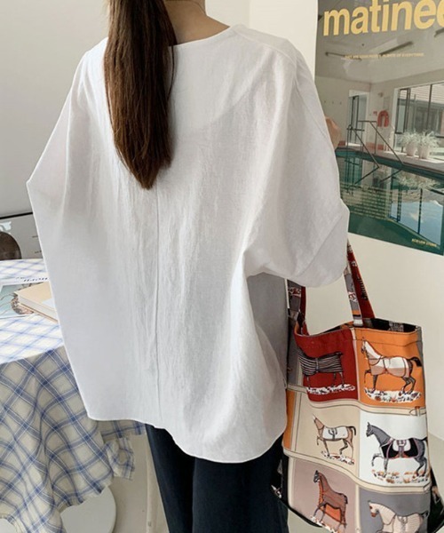 deux amour（ドゥーザムール）の「ドロップショルダーTシャツ（Tシャツ/カットソー・レディース・ホワイト/モカ・FREE）」の5枚目の写真