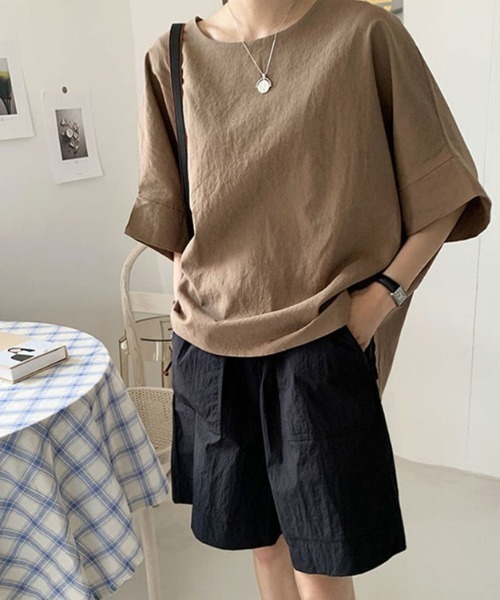 2色 Tシャツ トップス スタッズ クロス ドロップショルダー 光沢 楽天市場】レディース サマーウール混 Vネック Tシャツ 日本製