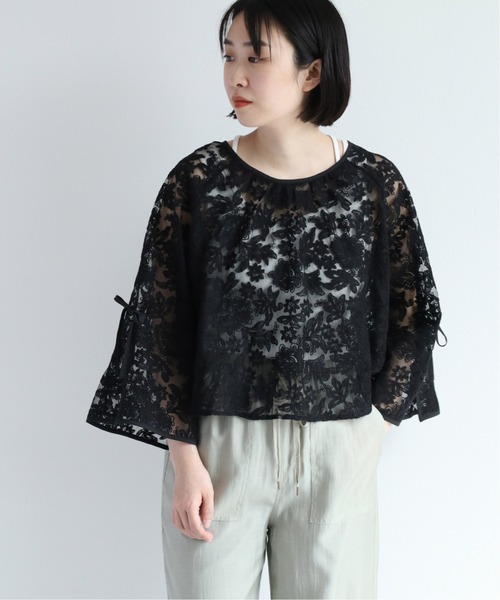 cepo(セポ)の「リボン付き総レースブラウス 2WAY(シャツ/ブラウス・レディース・オフホワイト/ブラック・M)」の3枚目の写真