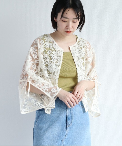 cepo(セポ)の「リボン付き総レースブラウス 2WAY(シャツ/ブラウス・レディース・オフホワイト/ブラック・M)」の14枚目の写真