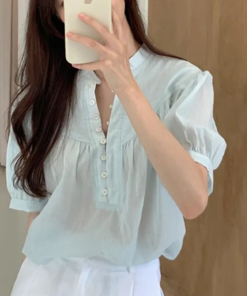 LYEON(リヨン)の「楊柳シアーシャツ(シャツ/ブラウス・レディース・ベージュ/ホワイト/ミント・FREE)」の2枚目の写真