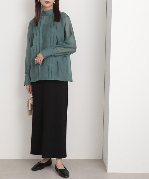 N.（N. Natural Beauty Basic）（エヌエヌナチュラルビューティーベーシック）の「◆ムジジャガードスカート（スカート・レディース・グレー/ブルー/ブラック・MEDIUM）」の2枚目の写真