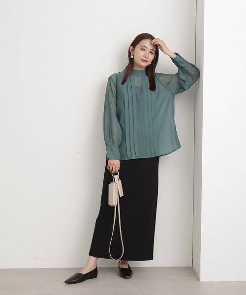 N.（N. Natural Beauty Basic）（エヌエヌナチュラルビューティーベーシック）の「◆ムジジャガードスカート（スカート・レディース・グレー/ブルー/ブラック・MEDIUM）」の7枚目の写真