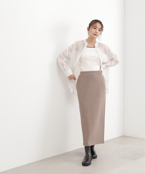 N.（N. Natural Beauty Basic）（エヌエヌナチュラルビューティーベーシック）の「◆ムジジャガードスカート（スカート・レディース・グレー/ブルー/ブラック・MEDIUM）」の4枚目の写真