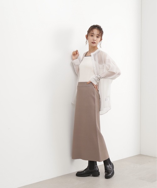 N.（N. Natural Beauty Basic）（エヌエヌナチュラルビューティーベーシック）の「◆ムジジャガードスカート（スカート・レディース・グレー/ブルー/ブラック・MEDIUM）」の12枚目の写真