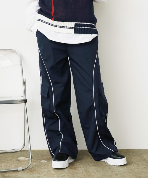 ALL RUNS(オールランズ)の「▲ラインワイドレッグカーゴパンツ ストリート Y2K(カーゴパンツ・レディース・ネイビー/ブラック・M/L)」の14枚目の写真