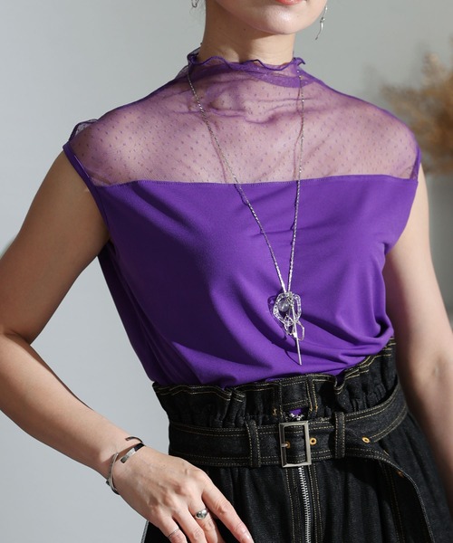 Sawa a la mode（サワアラモード）の「レースインナートップス（Tシャツ/カットソー・レディース・ブラック/ホワイト/パープル/ピンク・FREE）」の3枚目の写真