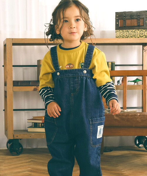 SLAP SLIP（スラップスリップ）の「バックプリントハイウエスト風デニムサロペット(80~120cm)（つなぎ/オールインワン・キッズ・ネイビー・80ｃｍ/120cm/110cm/90cm/100cm）」の7枚目の写真