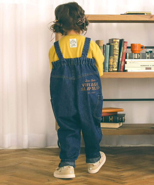 SLAP SLIP（スラップスリップ）の「バックプリントハイウエスト風デニムサロペット(80~120cm)（つなぎ/オールインワン・キッズ・ネイビー・80ｃｍ/120cm/110cm/90cm/100cm）」の8枚目の写真