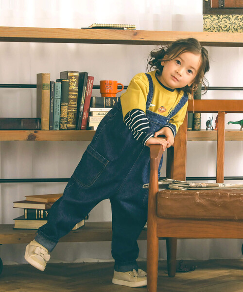 SLAP SLIP（スラップスリップ）の「バックプリントハイウエスト風デニムサロペット(80~120cm)（つなぎ/オールインワン・キッズ・ネイビー・80ｃｍ/120cm/110cm/90cm/100cm）」の9枚目の写真