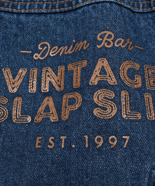 SLAP SLIP（スラップスリップ）の「バックプリントハイウエスト風デニムサロペット(80~120cm)（つなぎ/オールインワン・キッズ・ネイビー・80ｃｍ/120cm/110cm/90cm/100cm）」の17枚目の写真