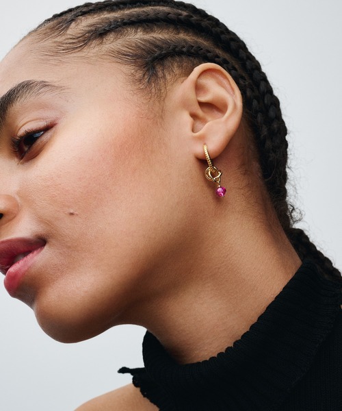 Pandora Moments スモール チャーム ゴールド フープピアス（ピアス