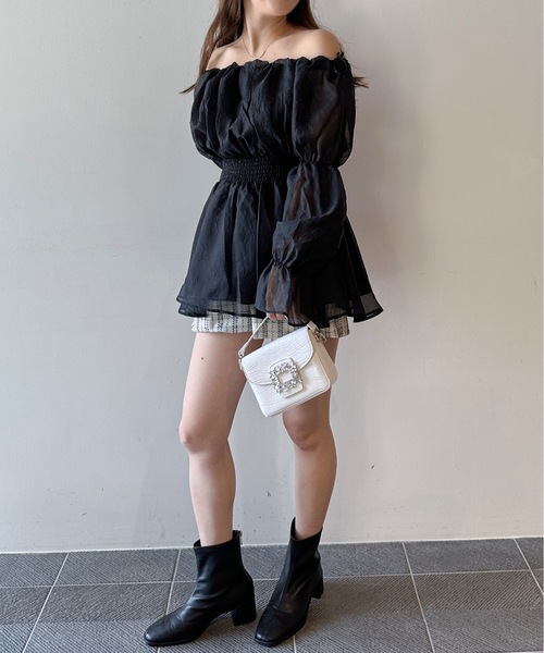 NOMAE チェックオフショルシャツチュニック NOMAE（ノーマエ）の「チェックオフショルシャツチュニック