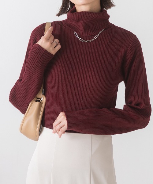 ad thie(アドティエ)の「タートルネックリブニットトップス(ニット/セーター・レディース・グレー/オフホワイト/ブラック/ライトブルー/ピンクベージュ/キャメル/グリーン/ブラウン/ライトグリーン/ボルドー/マスタード/ラベンダー/パープル・MEDIUM)」の13枚目の写真