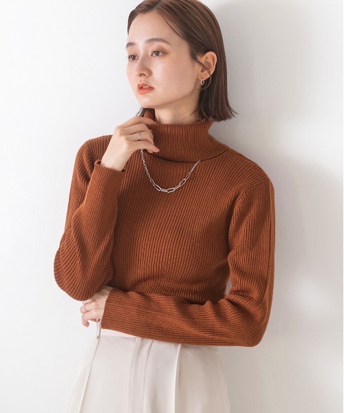 ad thie(アドティエ)の「タートルネックリブニットトップス(ニット/セーター・レディース・グレー/オフホワイト/ブラック/ライトブルー/ピンクベージュ/キャメル/グリーン/ブラウン/ライトグリーン/ボルドー/マスタード/ラベンダー/パープル・MEDIUM)」の19枚目の写真