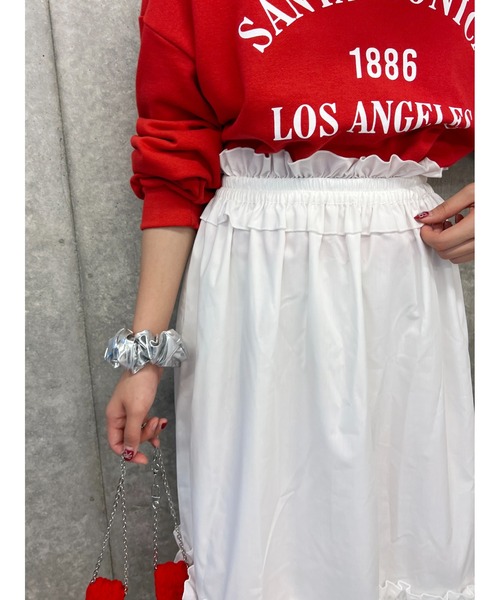 WC(ダブル シー)の「フリルベルトロングスカート(スカート・レディース・ブラック/ホワイト・FREE)」の3枚目の写真